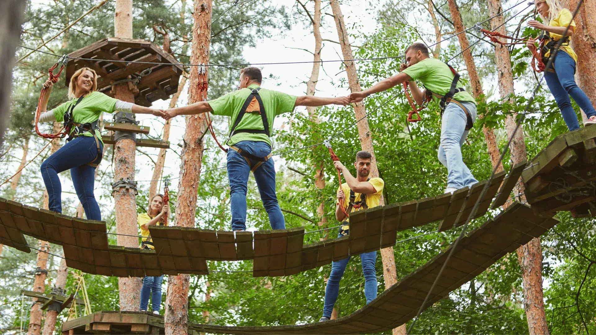 Team in adventure venue